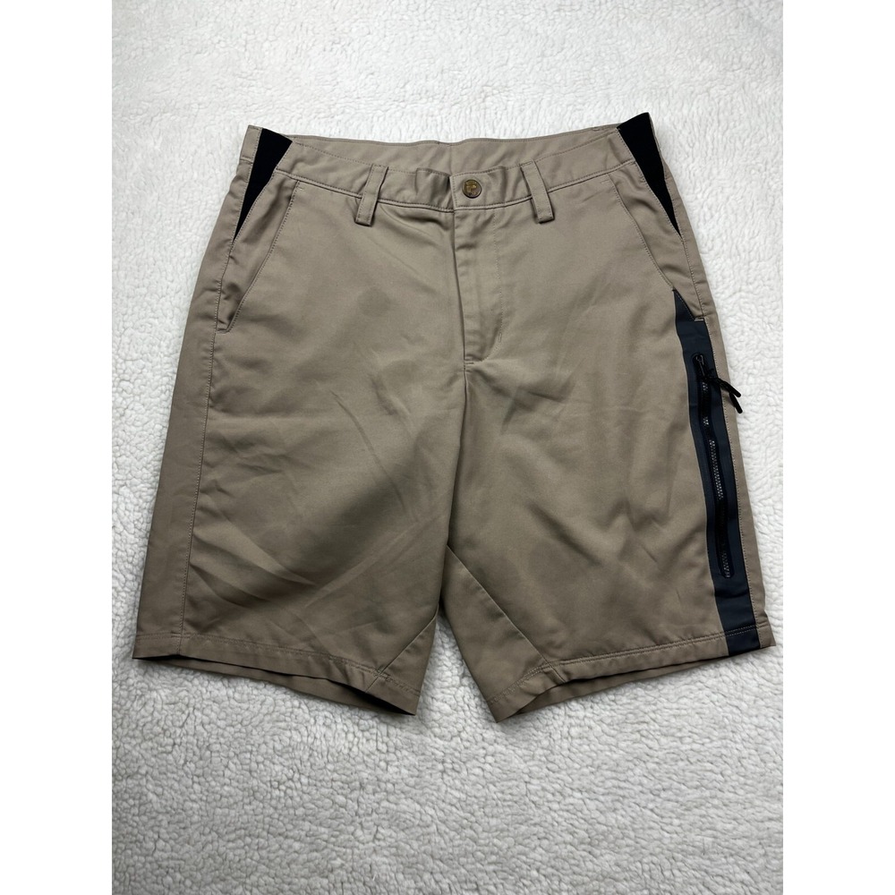 Fila Shorts Mens Size 30 Sport Golf Casual Quick Dry 9" Flat Front Beige Black